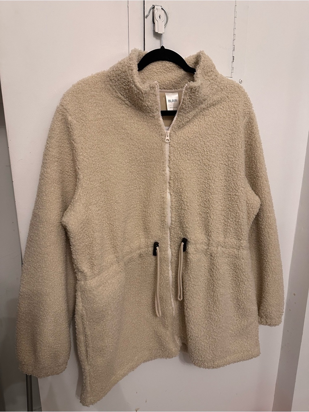 Blair Cream Sherpa Zip-Up Jacket with Drawcord NWT